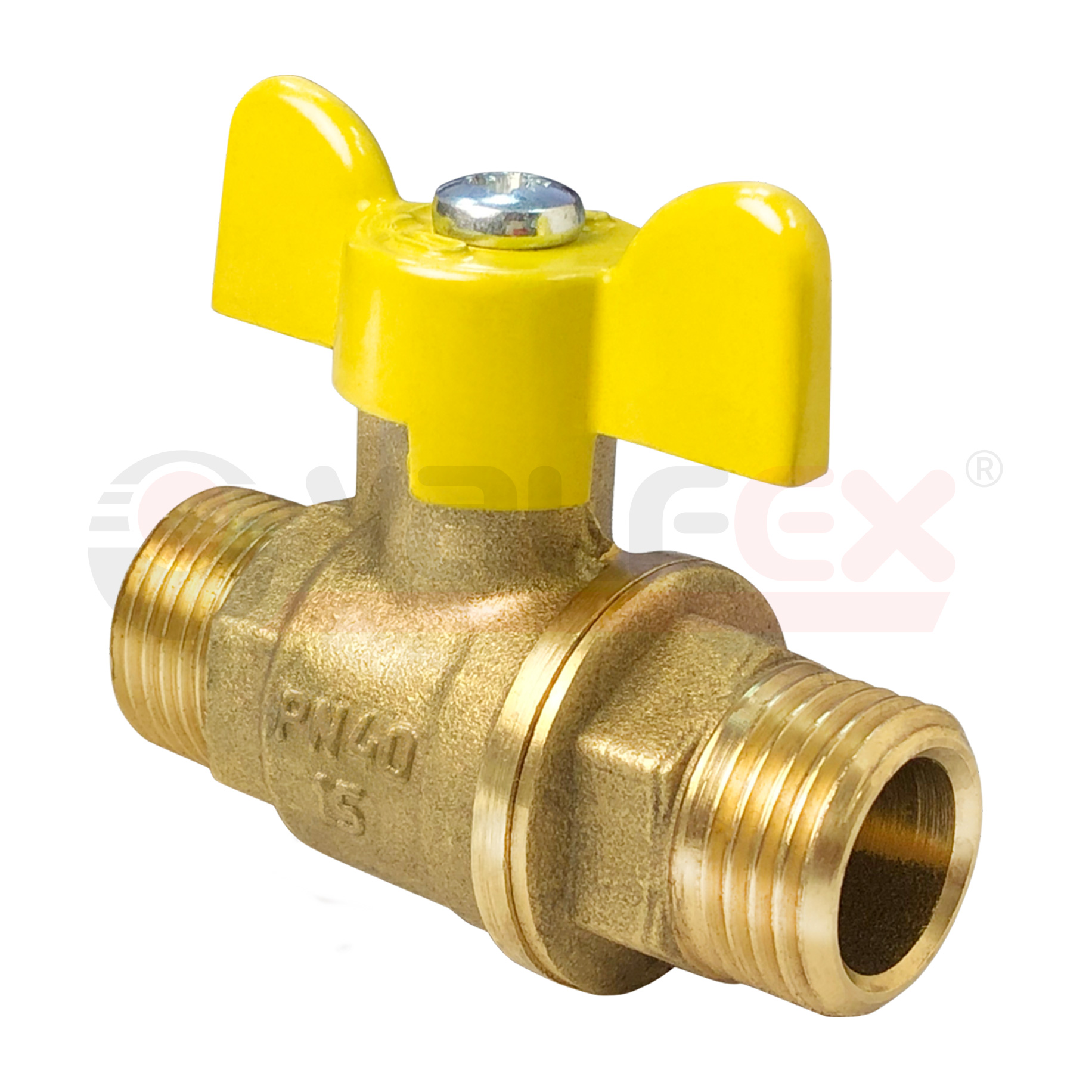 Кран шаровый латунныйVALFEX  11б27п газ НР/НР Ду 20 (3/4") Ру 40 бабочка 