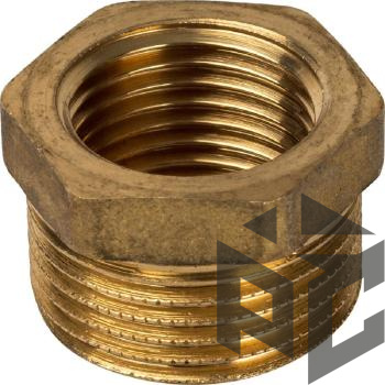 Футорка латунь ВР/НР Ду 25x50 (1"х2") фото. Футорка латунь ВР/НР Ду 25x50 (1"х2") оптом и в розницу. Доставка по РФ. Футорка латунь ВР/НР Ду 25x50 (1"х2") от производителя "Рускон"