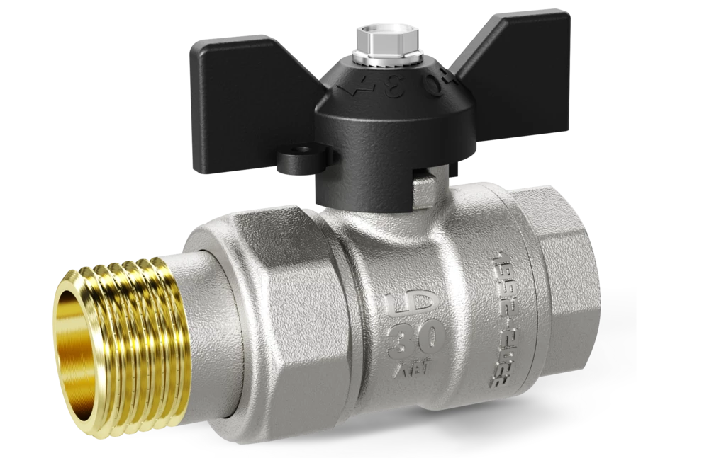 Кран шаровый латунныйLD Pride  вода ВР/ВР Ду 20 (3/4") Ру 40 бабочка американка