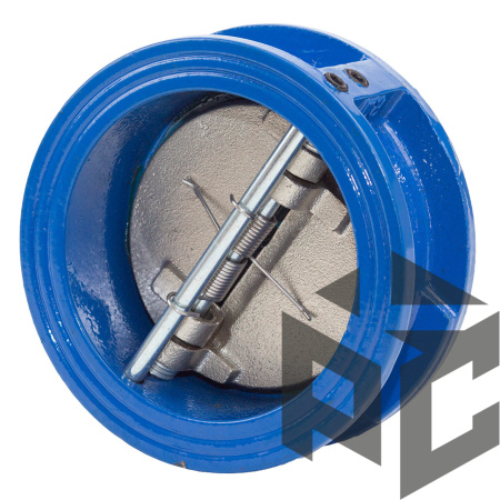 Клапан обратный чугунный двустворчатый (тип 19ч21бр) Ду 250 Ру 16 межфл  фото. Клапан обратный чугунный двустворчатый (тип 19ч21бр) Ду 250 Ру 16 межфл  оптом и в розницу. Доставка по РФ. Клапан обратный чугунный двустворчатый (тип 19ч21бр) Ду 250 Ру 16 межфл  от производителя "Рускон"