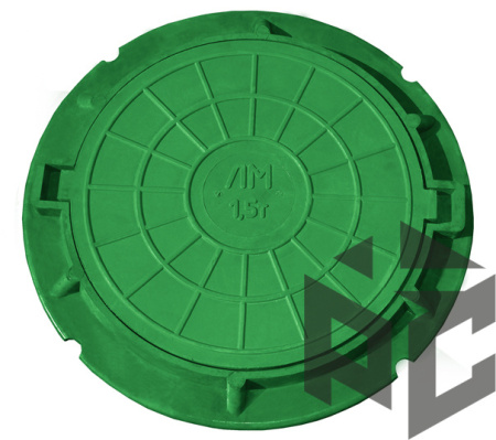 Люк полимер-песчаный Ду750 (1.5т) зеленый фото. Люк полимер-песчаный Ду750 (1.5т) зеленый оптом и в розницу. Доставка по РФ. Люк полимер-песчаный Ду750 (1.5т) зеленый от производителя "Рускон"