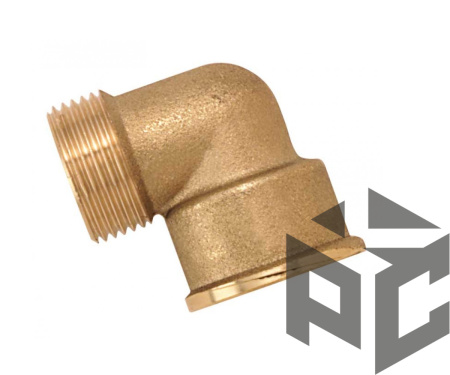 Уголок латунь НР/ВР Ду 15x20 (1/2"х3/4") фото. Уголок латунь НР/ВР Ду 15x20 (1/2"х3/4") оптом и в розницу. Доставка по РФ. Уголок латунь НР/ВР Ду 15x20 (1/2"х3/4") от производителя "Рускон"