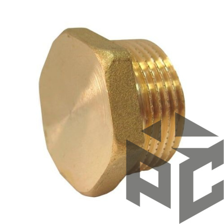 Заглушка латунь НР Ду 15 (1/2") фото. Заглушка латунь НР Ду 15 (1/2") оптом и в розницу. Доставка по РФ. Заглушка латунь НР Ду 15 (1/2") от производителя "Рускон"